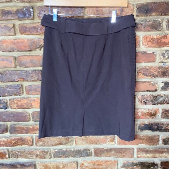 Dressbarn Brown Textured Stripe Belted Pencil Skirt Women's Size 4 - Picture 3 of 4